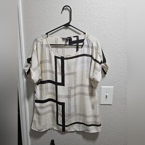 Banana Republic Black and Cream Geometric Blouse